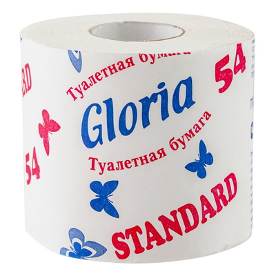 Бумага туалетная 1-сл 54 м 10 шт/уп STANDARD в рулоне на втулке "GLORIA" 1/1, 1 шт.