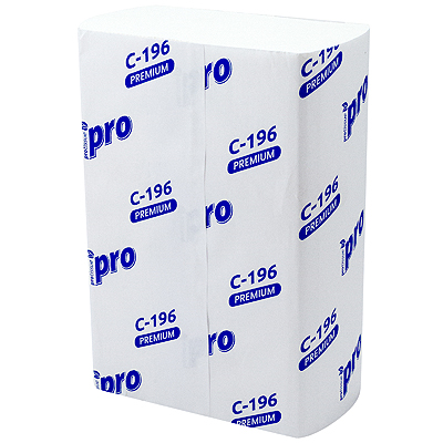 Полотенце бумажное листовое 2-сл 190 лист/уп*15 210х230 мм Z-сложения БЕЛОЕ PROtissue 1/1, 1 шт.